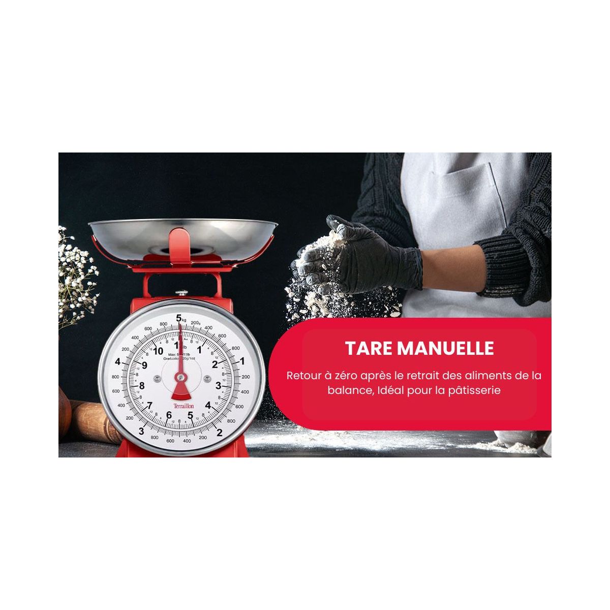 Balance de cuisine TERRAILLON TRADITION 500 rouge - 5