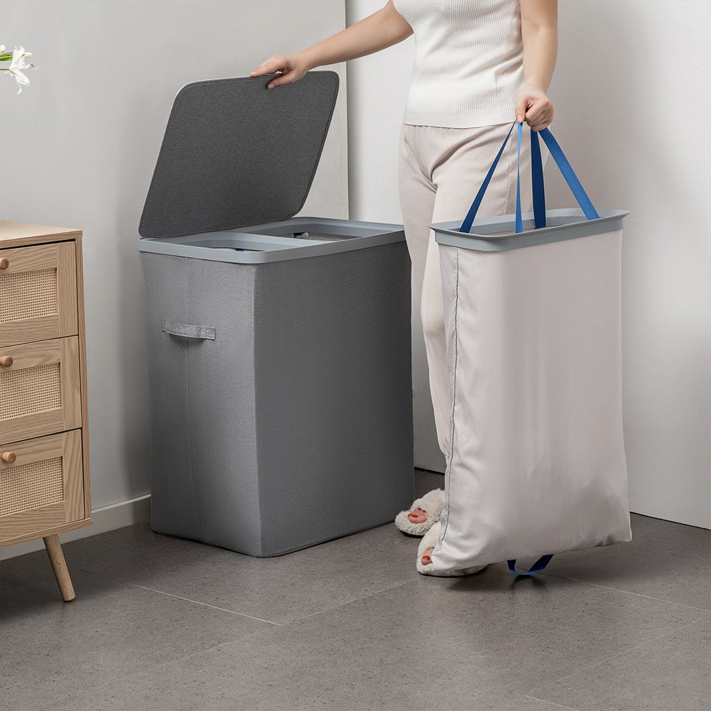 Cesto Portabiancheria 60 Litri Nero - Design Moderno Made In Italy Con Sacchetto Rimovibile - Foto 9