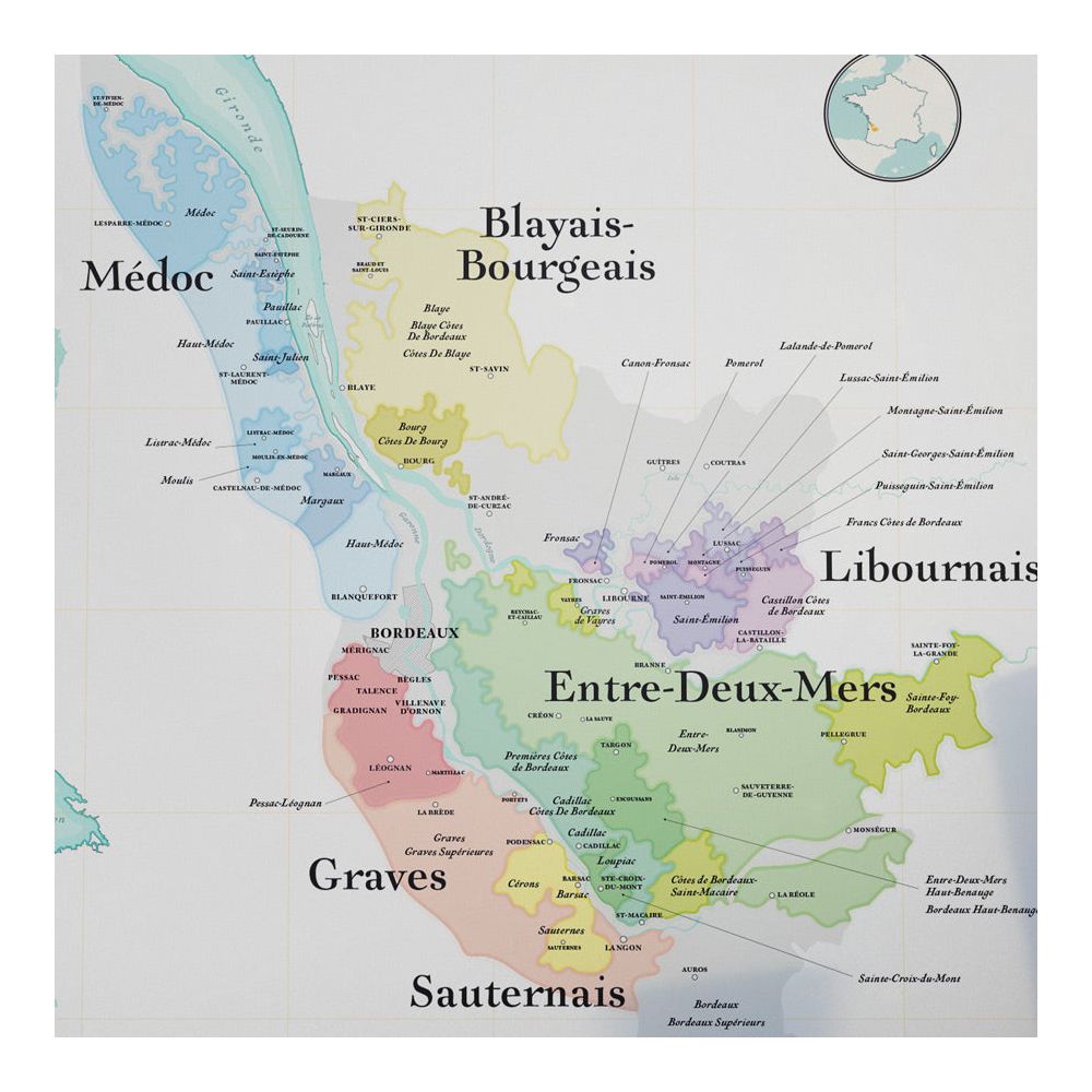 Affiche 50x70 cm - La Carte des Vins de Bordeaux - LA CARTE DES VINS SVP - 3