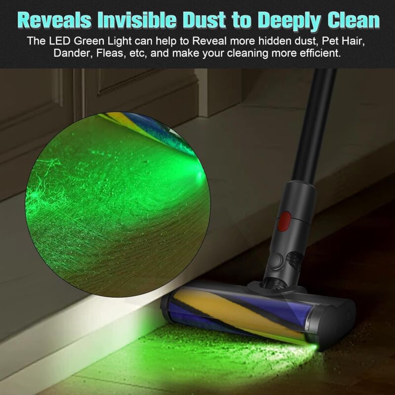 Tête de brosse à rouleau pour Dyson V12 Detect Slim Lumières LED Nettoyage sols durs Angle de rotation 140° Lavable et réutilisable - 3