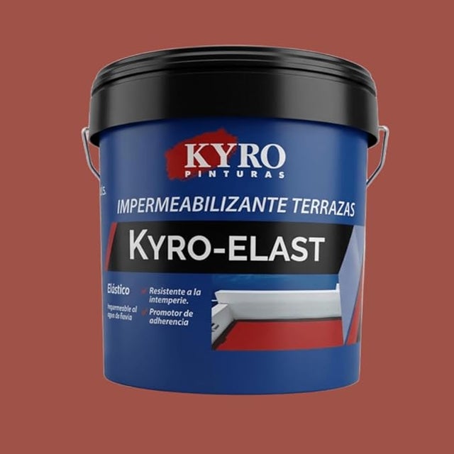 Pintura Impermeabilizante Color Rojo con Fibra - Kyro Elast (14L) - Terrazas, Caucho Antigoteras.