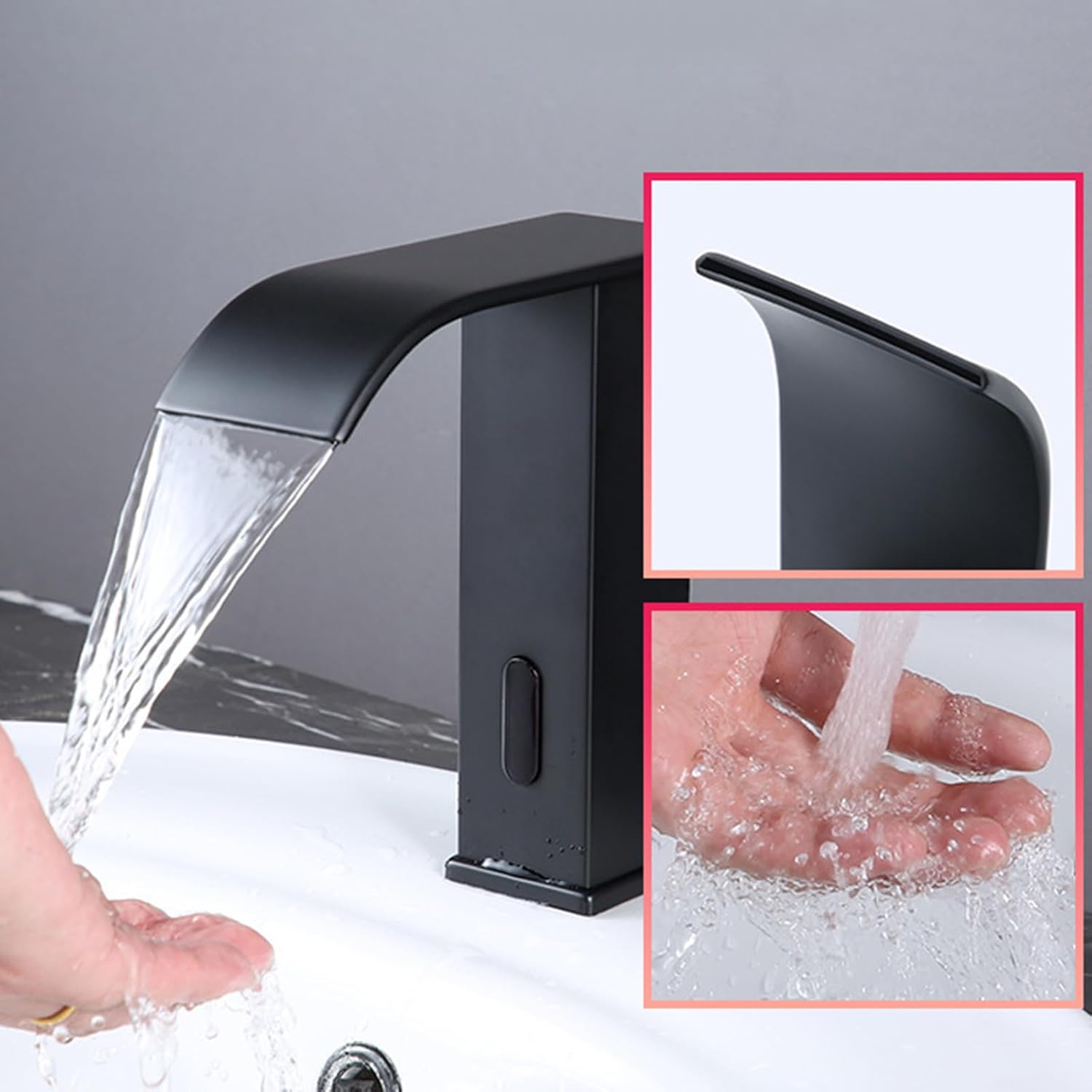 Robinet de salle de bain noir à capteur infrarouge, mitigeur ...