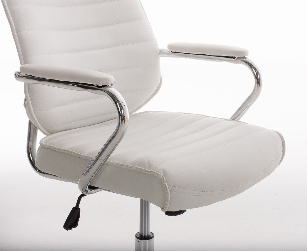 Fauteuil de bureau à roulettes en synthétique blanc hauteur réglable BUR10002 - 5