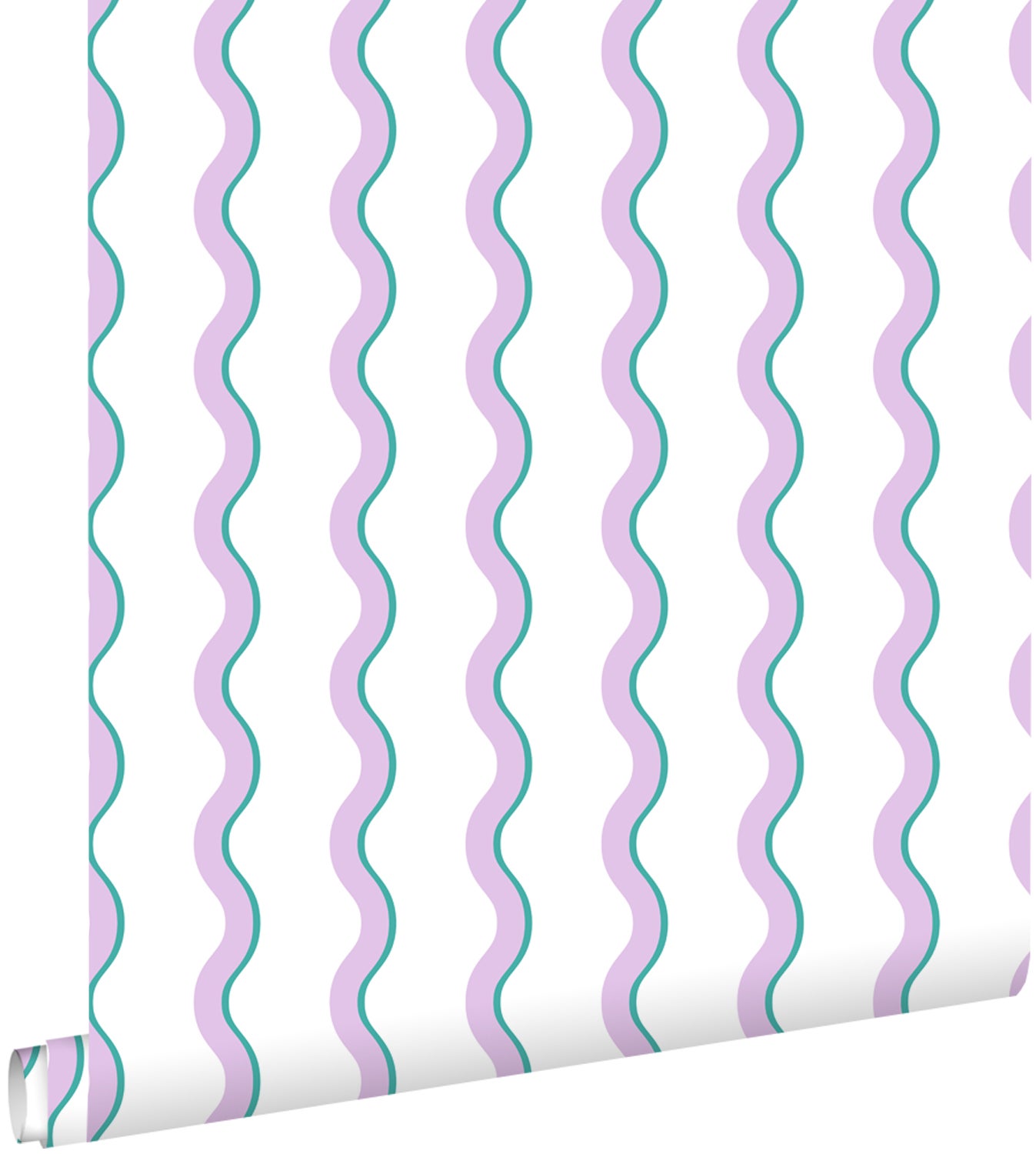 Tapeta faliste paski fioletowym,niebieskimIbiałym - 50 x 900 cm - ESTAHOME