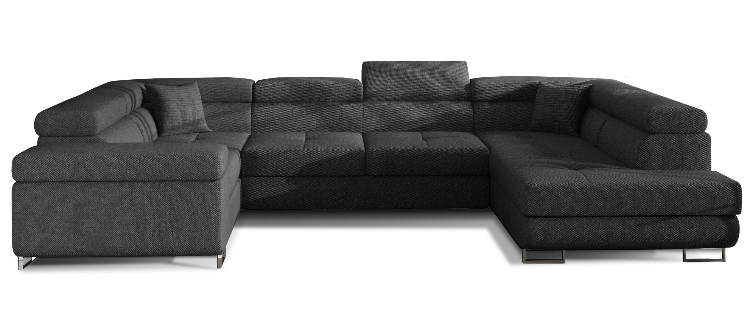 Tovy Canapé convertible U droit tissu gris foncé avec coffre de rangement ...