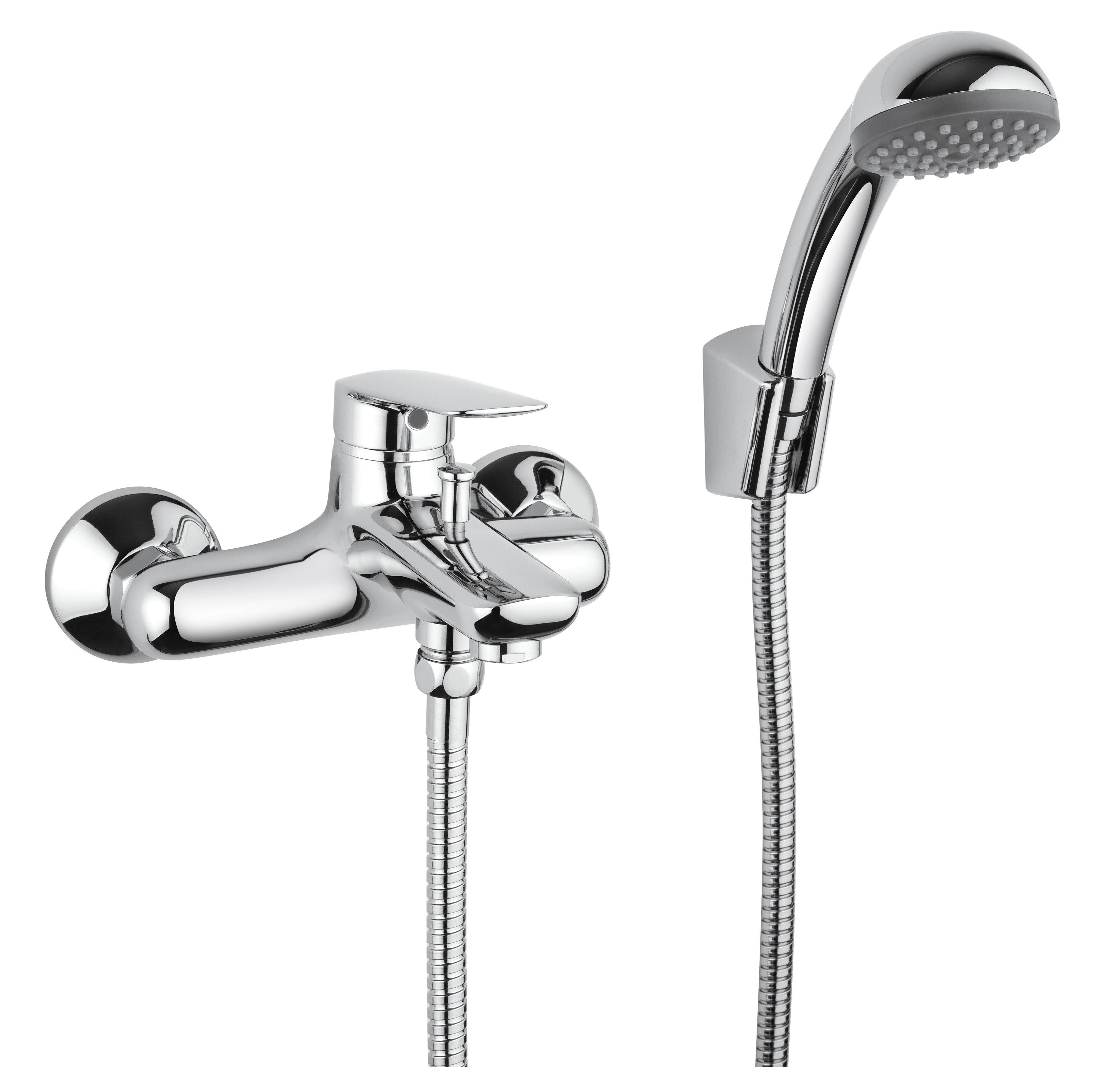 Mezclador de bañera con soporte de ducha en latón cromado piralla lago 0lg00002a22 - cromo