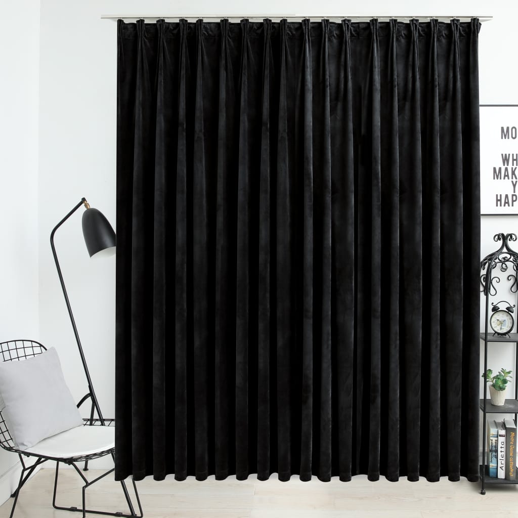 Maison exclusive - cortina opaca con ganchos terciopelo negro 290x245 cm