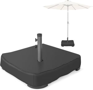 Pied de Parasol Remplissable Extérieur avec 2 Sacs de Sable,Base de Parasol Carré avec Cadre en Métal & Housse Anti-poussière, pour Patio, Piscine