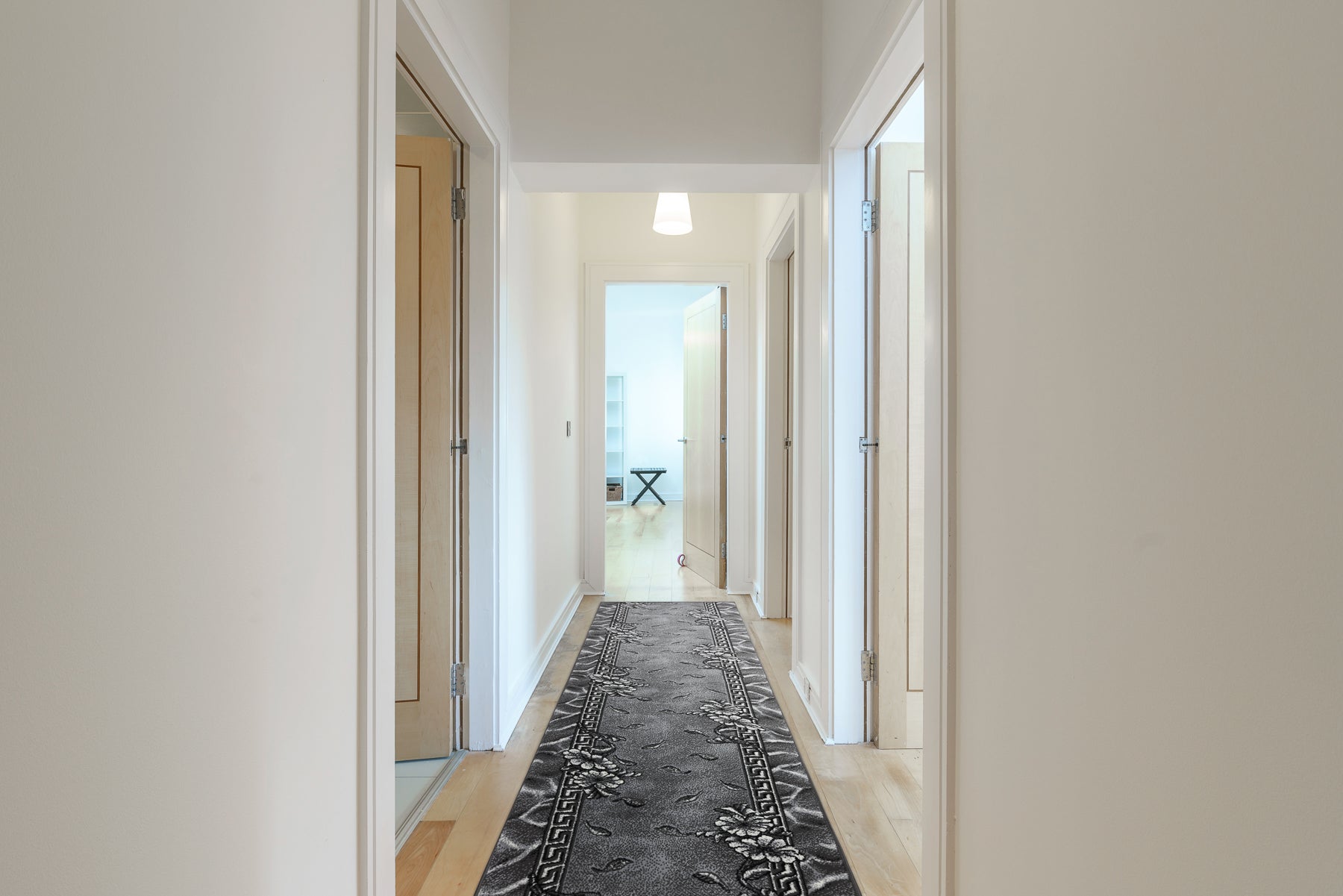 CHODNIK BCF MORAD Trio liście, kwiaty szary 120 cm 120x470 cm - 4