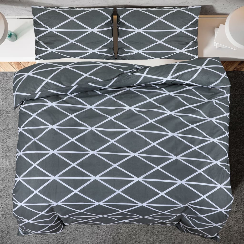 Conjunto de capa de edredão 220x240 cm algodão cinza vidaXL - 8