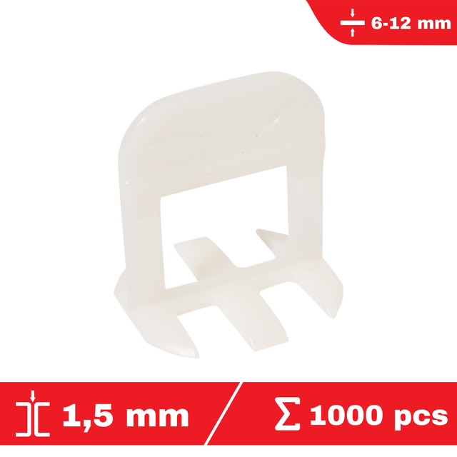 Lot de 1000 croisillons à cale autonivelants CLIP-IT 1,5 mm - système de nivellement de carrelage - FLAT-PRO