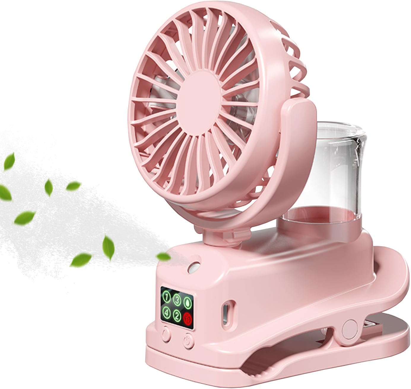 Miniaturowy, przenośny wentylator z klipsem, ładowany przez USB, 4 regulowane prędkości, odpowiedni do domu, wózka, biura lub na zewnątrz, różowy