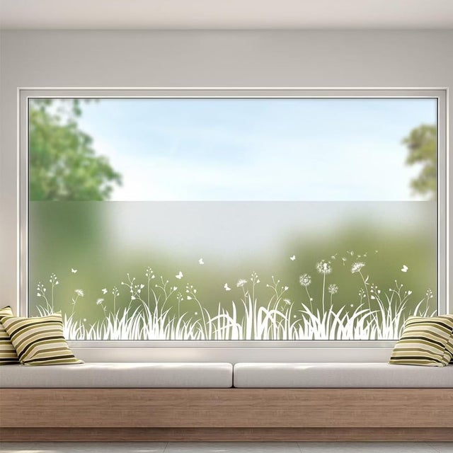 Film opaque pour fenêtre - 200 x 45 cm - Imprimé floral - Film électrostatique - Sans colle - Pour salon et chambre