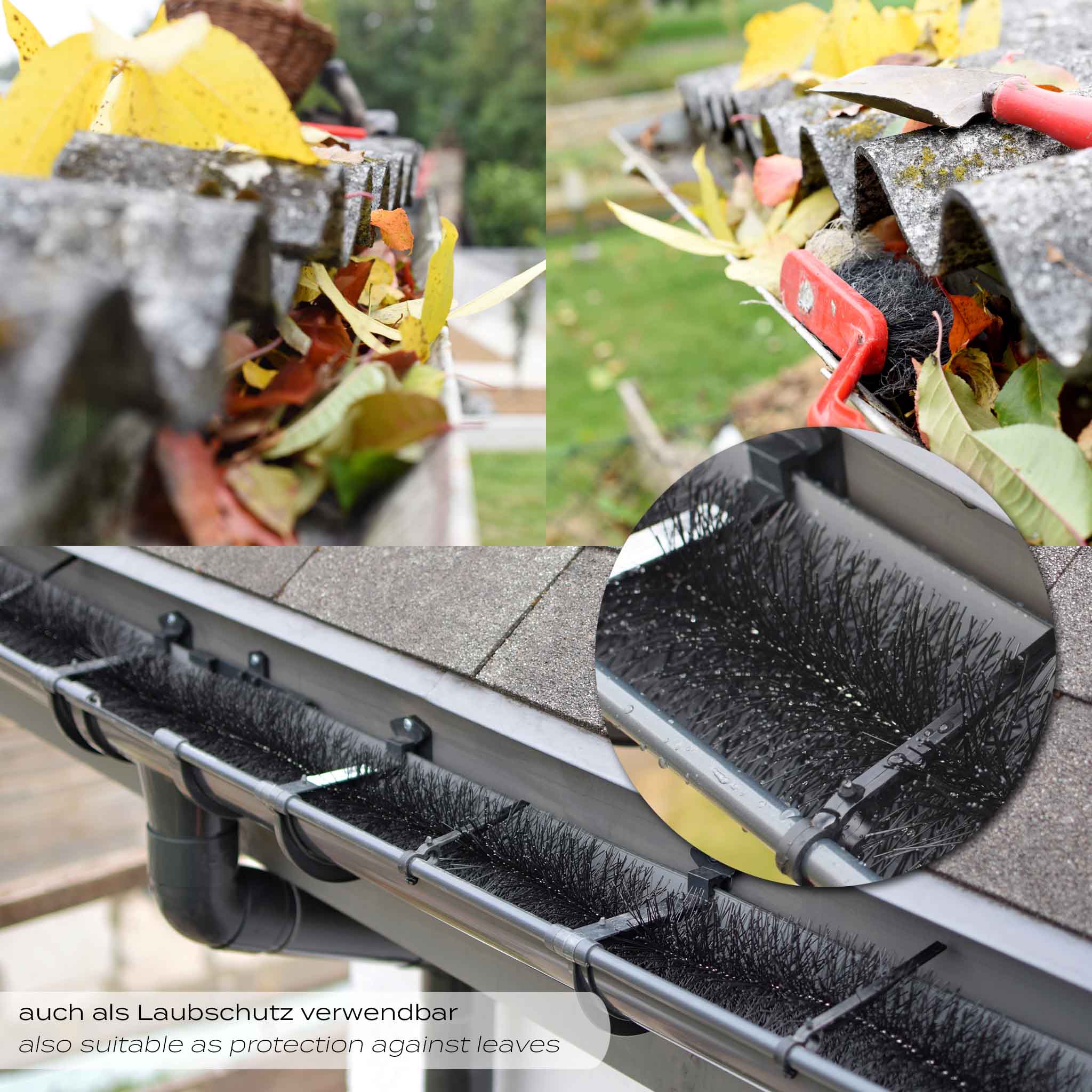 Wiltec Barriera anti piccioni per pannelli fotovoltaici e Spazzola per grondaie 10 scovoli 12 m Ø 19 cm - 4