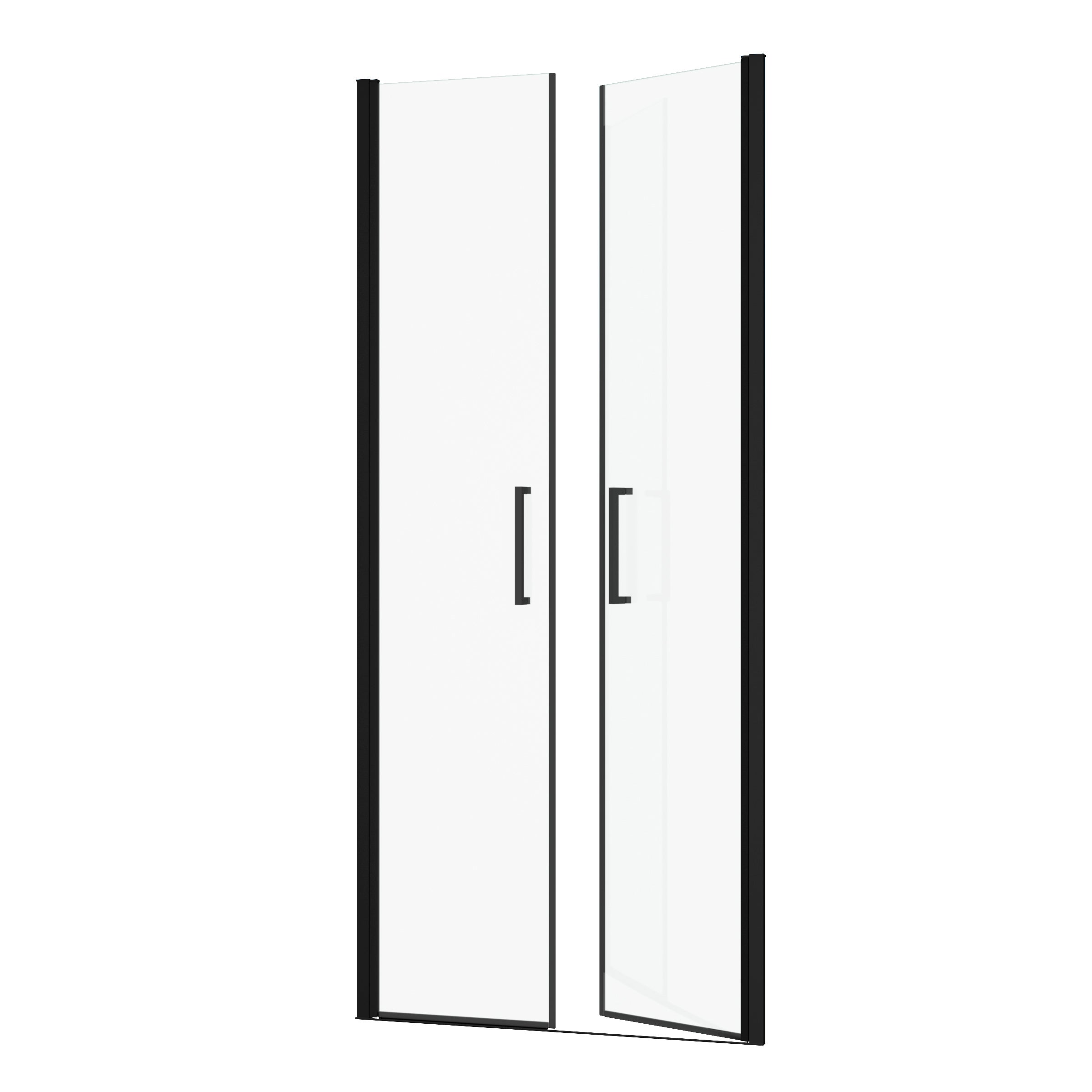 Porte de Douche Double Battant 90x200cm - Verre Trempé Transparent 6mm - Profil Noir Mat - 3