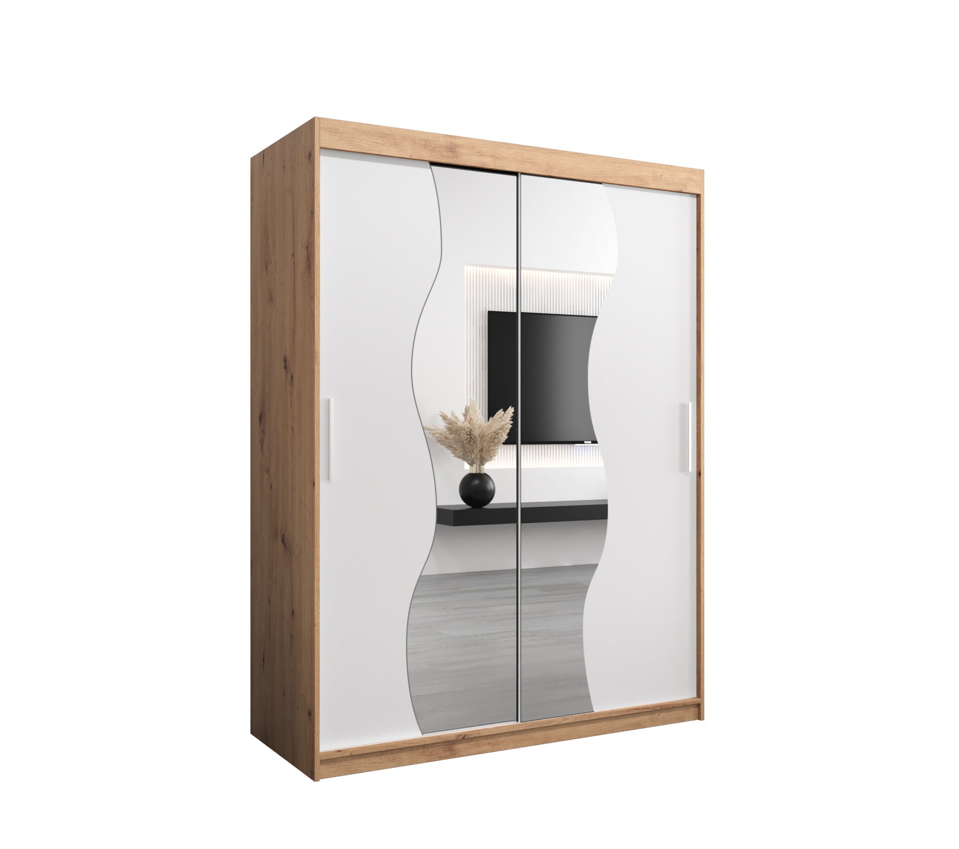 Szafa przesuwna garderoba MADRYT 150 x 62 x 200 cm Artisan + Biały - Abiks Meble