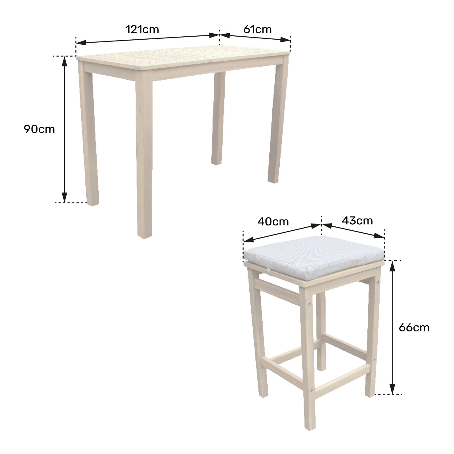 Mange debout ARUBA en acacia 4 places - coussins sable - 6