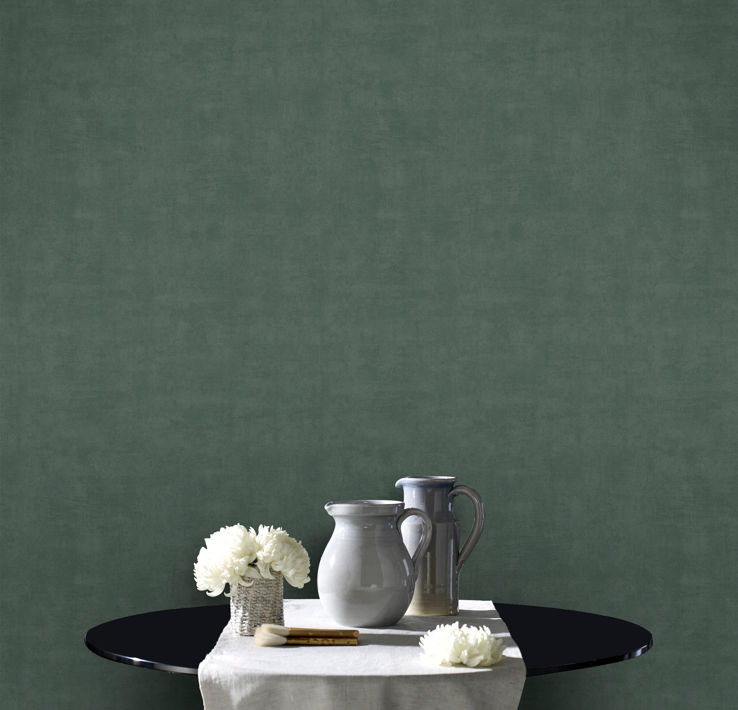 Papier peint intissé Béton Mat Uni 1005 x 52cm Vert | Leroy Merlin