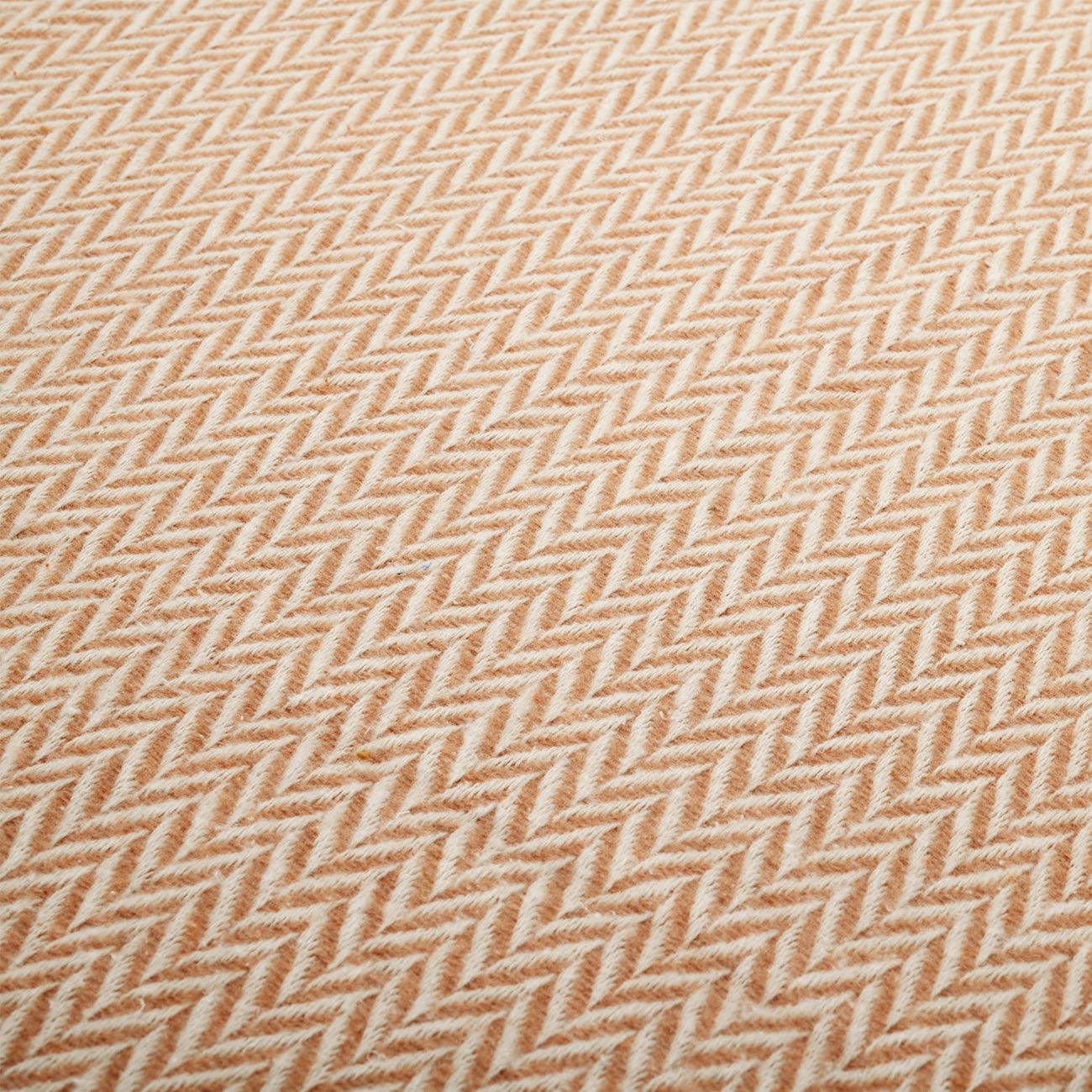 Plaid en coton motif chevron beige 180x125 cm | plaid canapé et lit | doux et respirant - 3