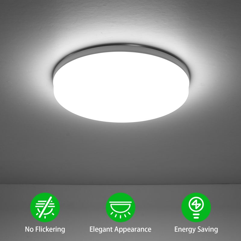Lampe Plafonnier LED Applatie 18W Ronde, Cuisine/Chambre/Couloir (Lumière Blanche 6500-7000K) - 6
