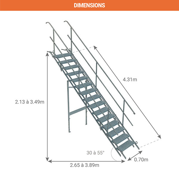 Escalier 15 marches - Hauteur à franchir max. 3.49m - SAFETY-STAIRS/15 - 2