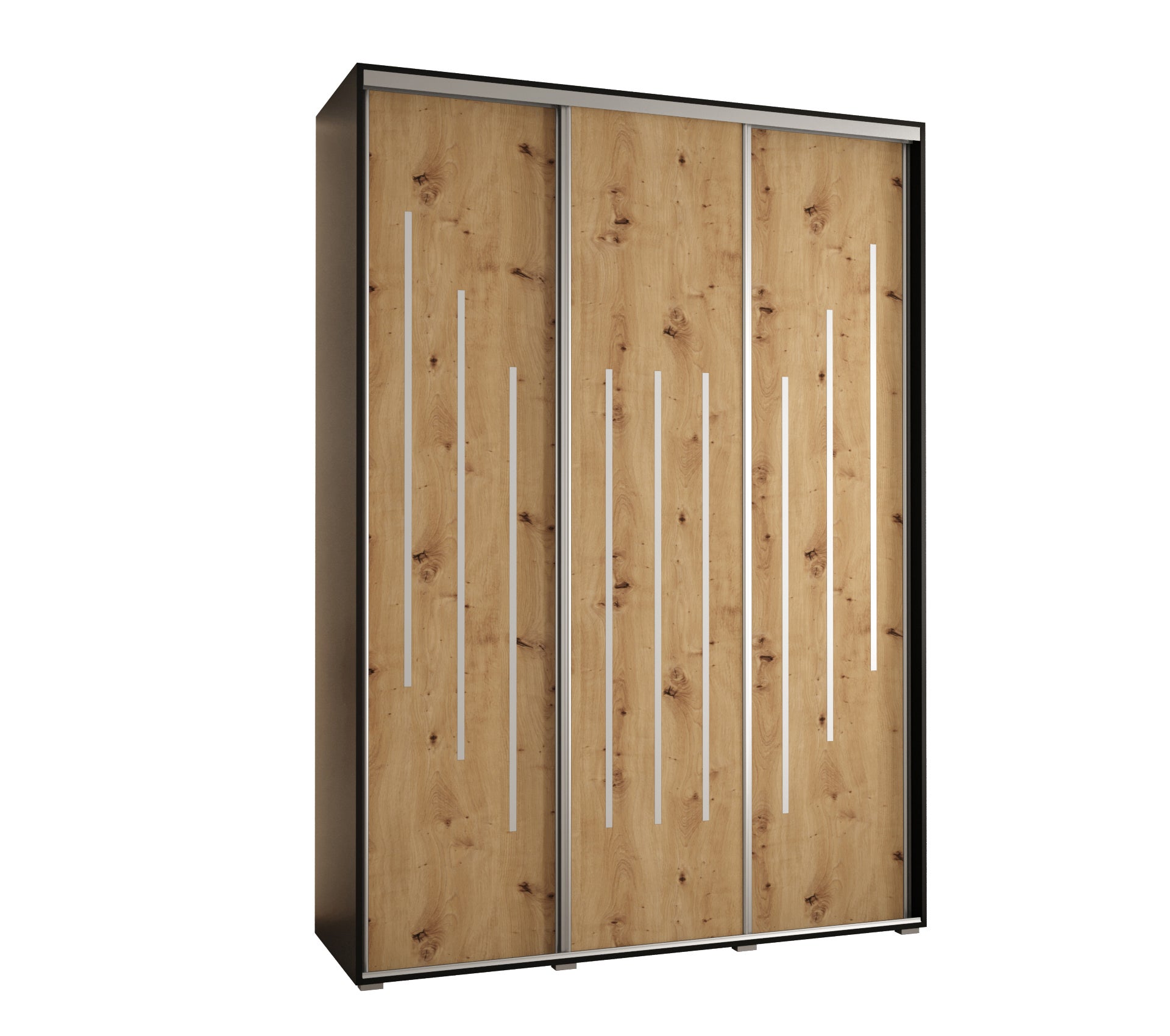 Szafa przesuwna wysoka Davos 8 180 x 60 x 235,2 cm czarny + artisan + u. srebrny - Abiks Meble