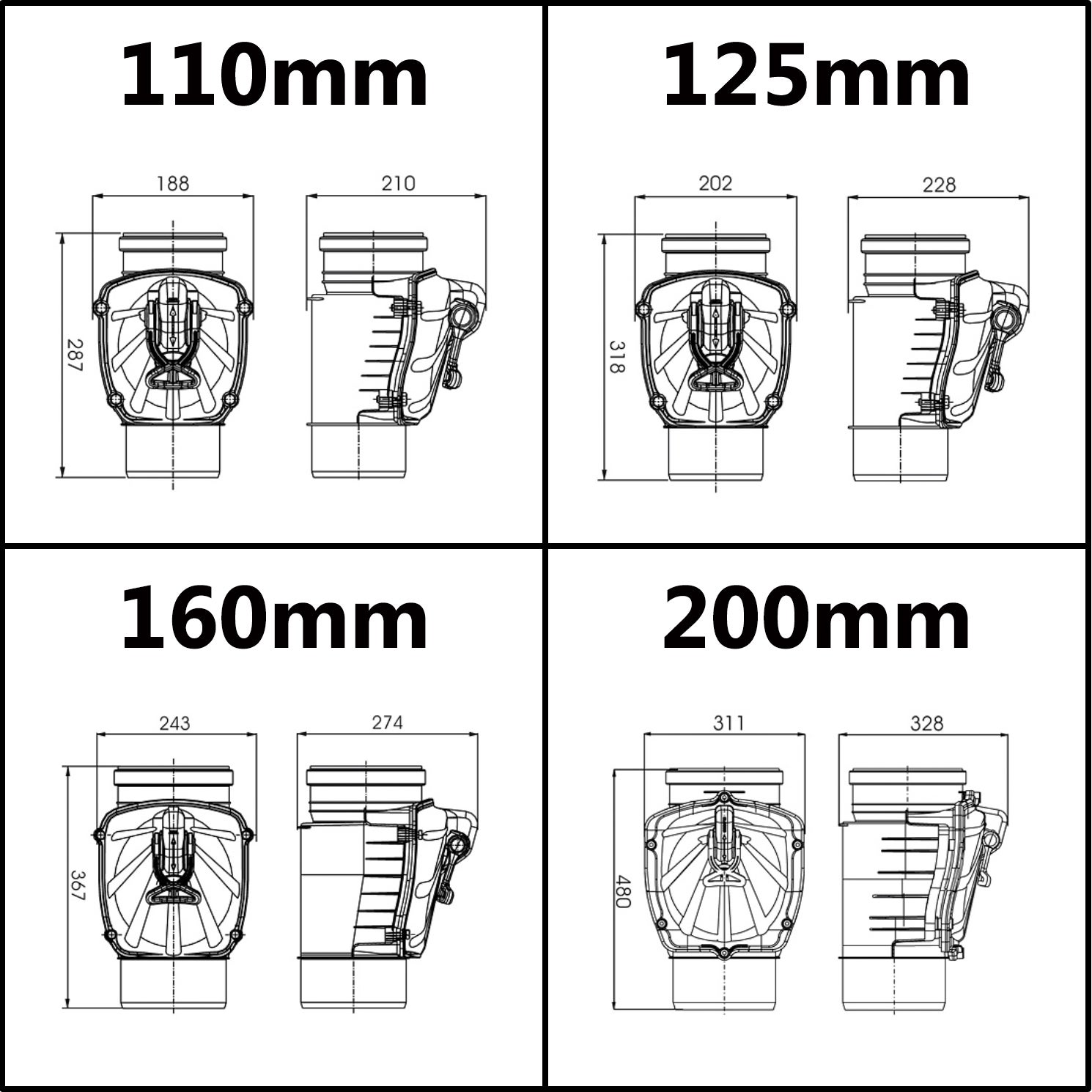 200mm Polypropylène Vérifier Non-Retour Anti-Inondation Soupape Empêché - 3