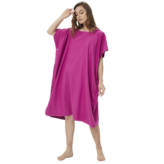 Poncho de surf, pour femmes, hommes, adultes et adolescents, poncho de bain ultra-léger et à séchage rapide, poncho-serviette en microfibre (Violet)