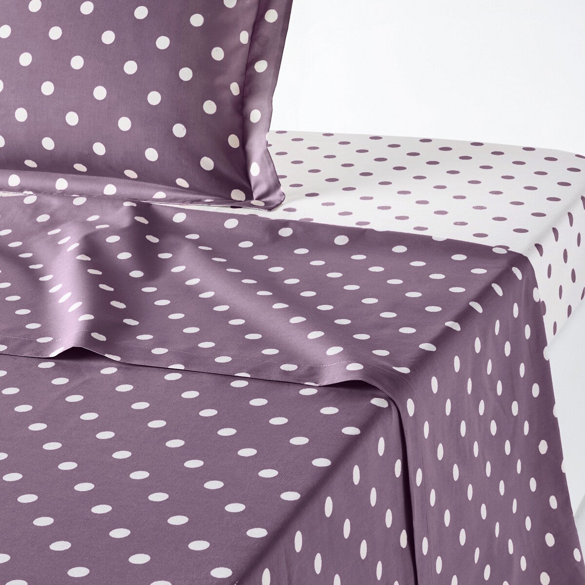 Drap pur coton imprimé pois, Clarisse - Nude/blanc - 180 x 290 cm - 8