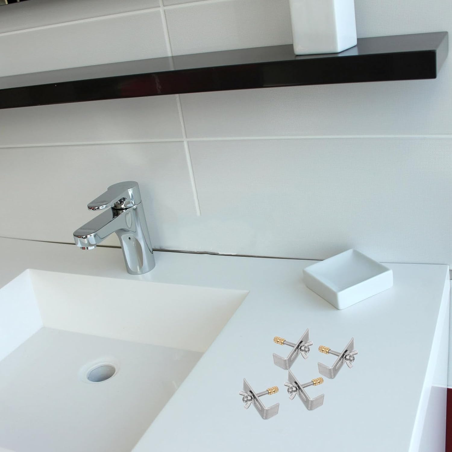Clips De Montage Pour Évier Sous Plan En Cuivre Et Fer Supports De Fixation Pour Lavabo Encastré Kit 4 Pièces Pour Installation Facile - 4