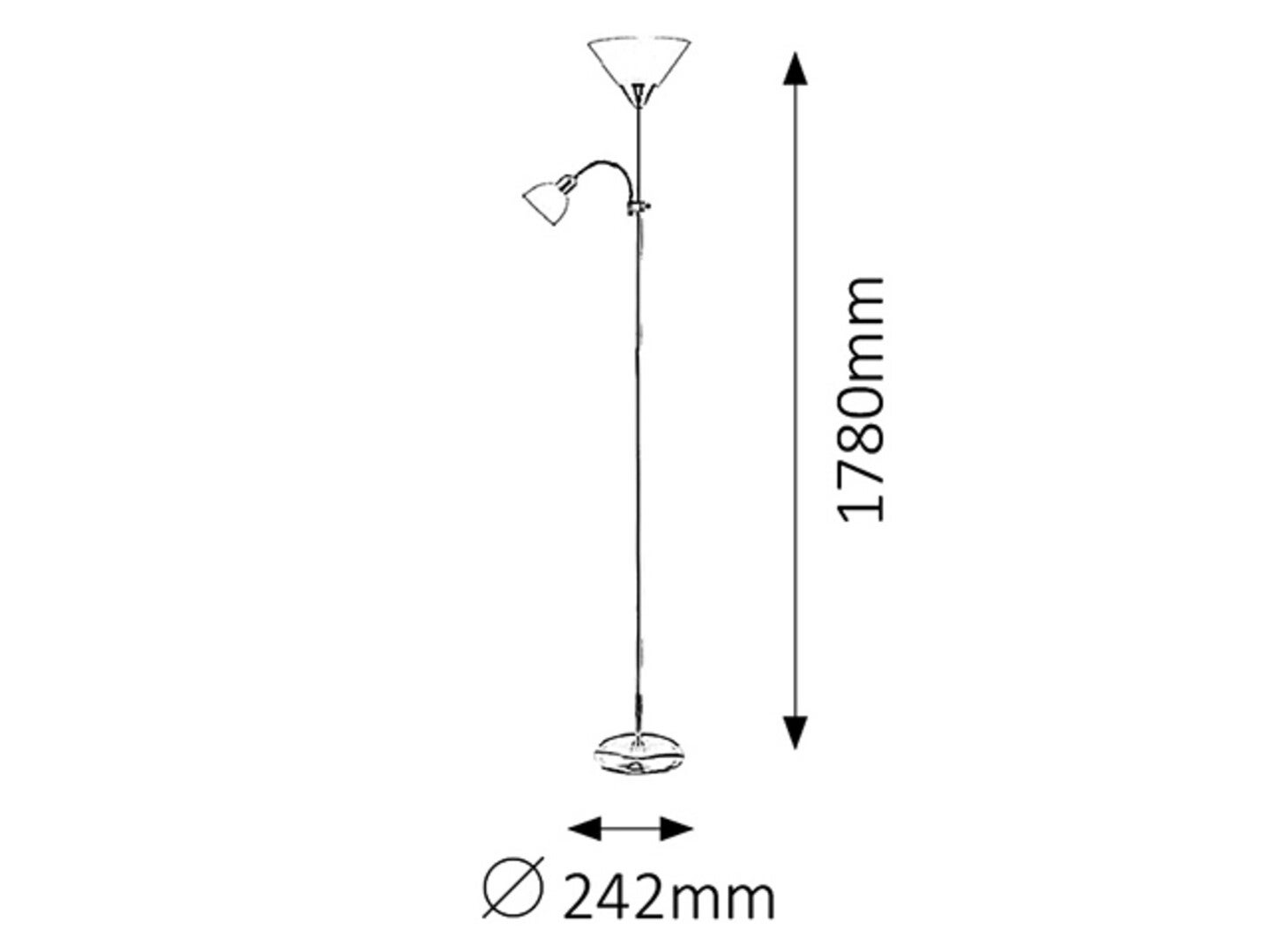 Lampa podłogowa stojąca Action czarno-biała 2xE27x100W wym: 178 x 24,2 x 24,2 cm metal Rabalux