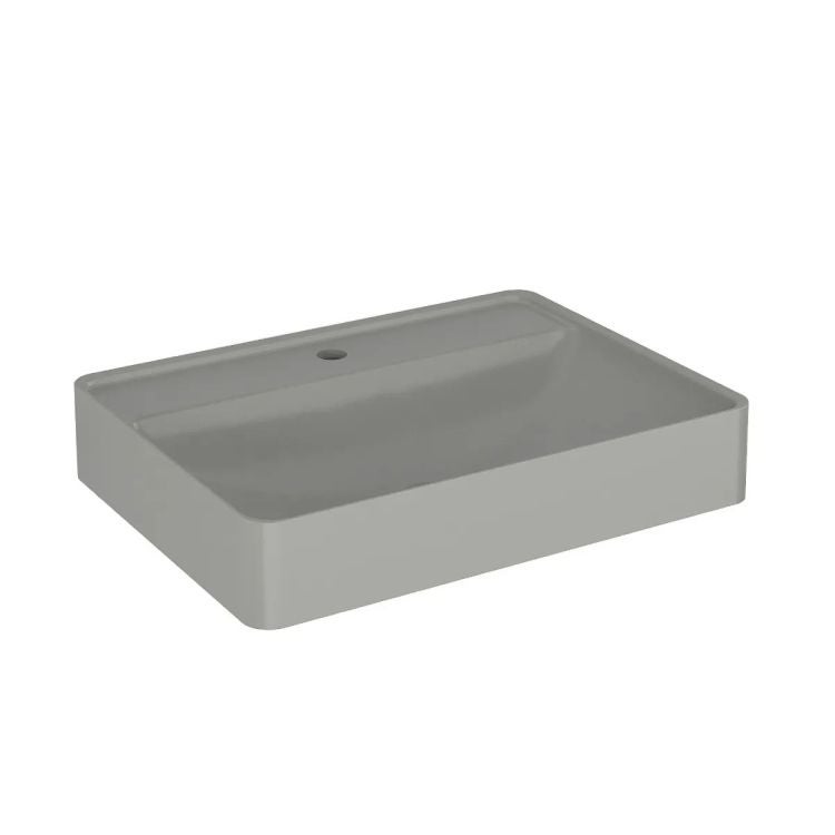 Umywalka wpuszczana VIBE 60 cm beton mat kwarcowa z otworem