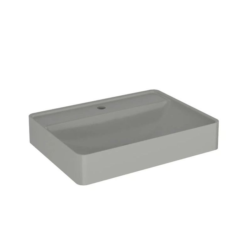 Umywalka wpuszczana VIBE 60 cm beton mat kwarcowa z otworem