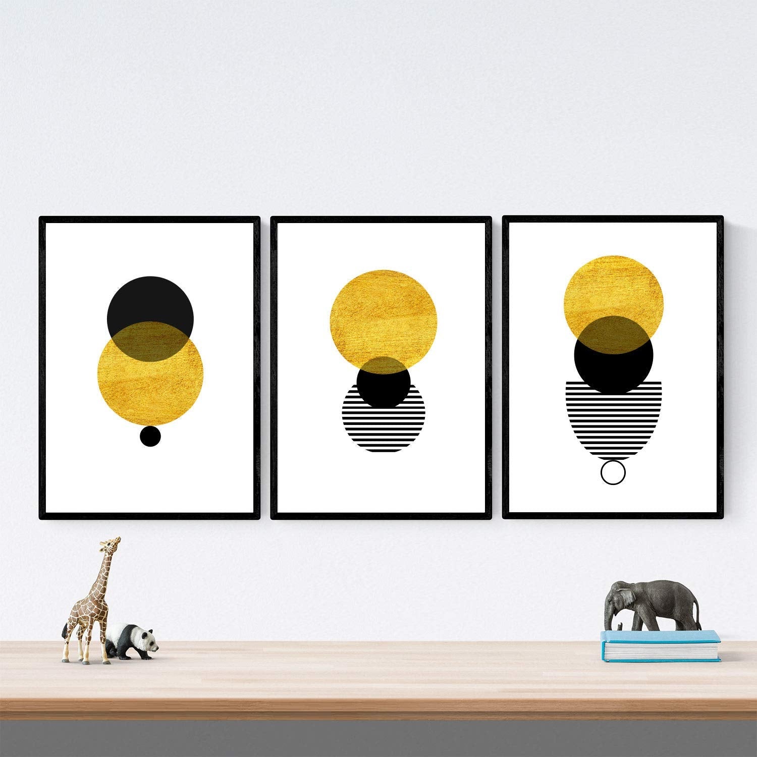 Set De 3 Posters Infantiles Personalizados A4 (21x29.7cm) Con Diseño De Elefantes - Decoración Habitación Niños