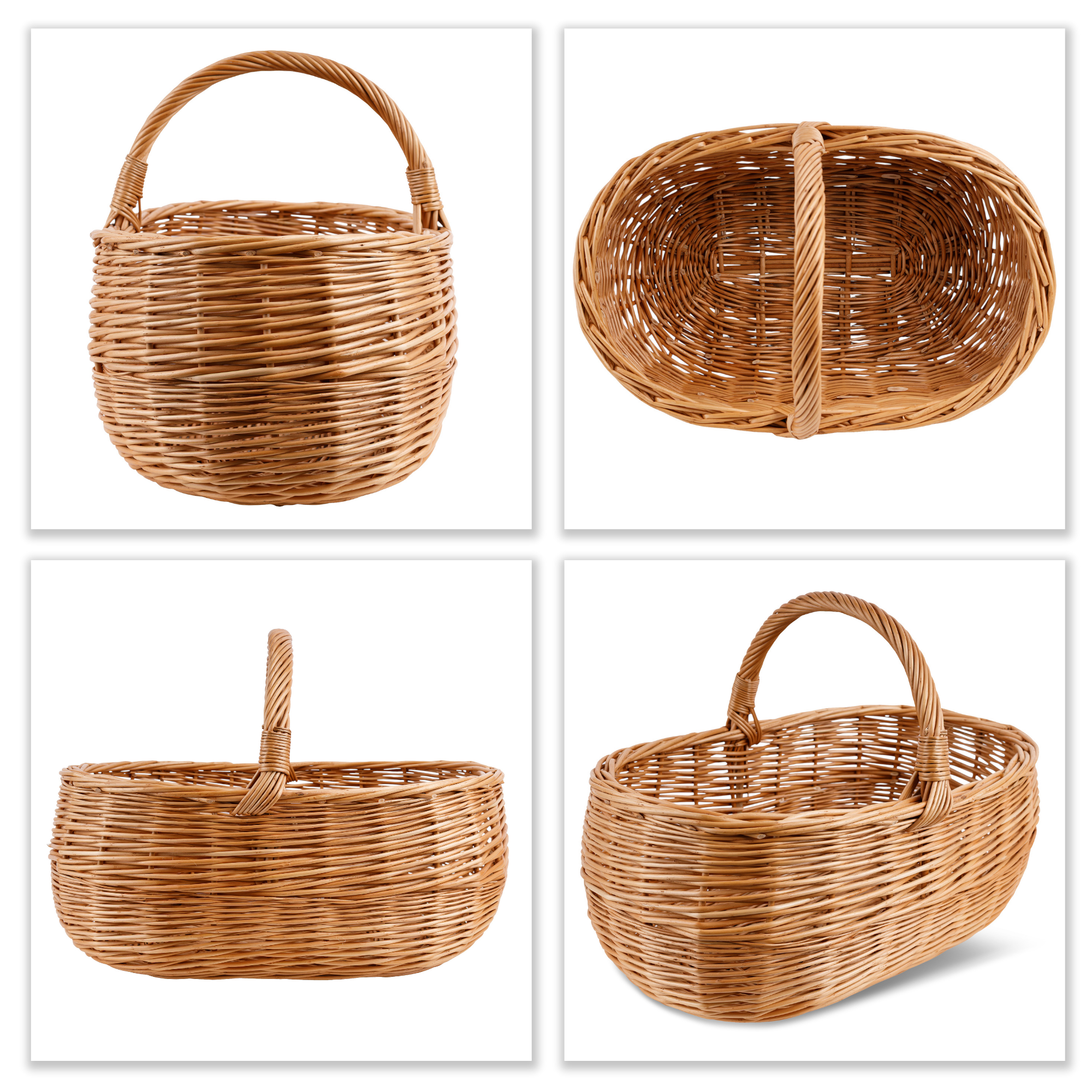 Creative Home Grand Panier Osier Avec Anse 47 x 31 x 36 cm | Marron Naturel | Léger Tressé À La Main - 9