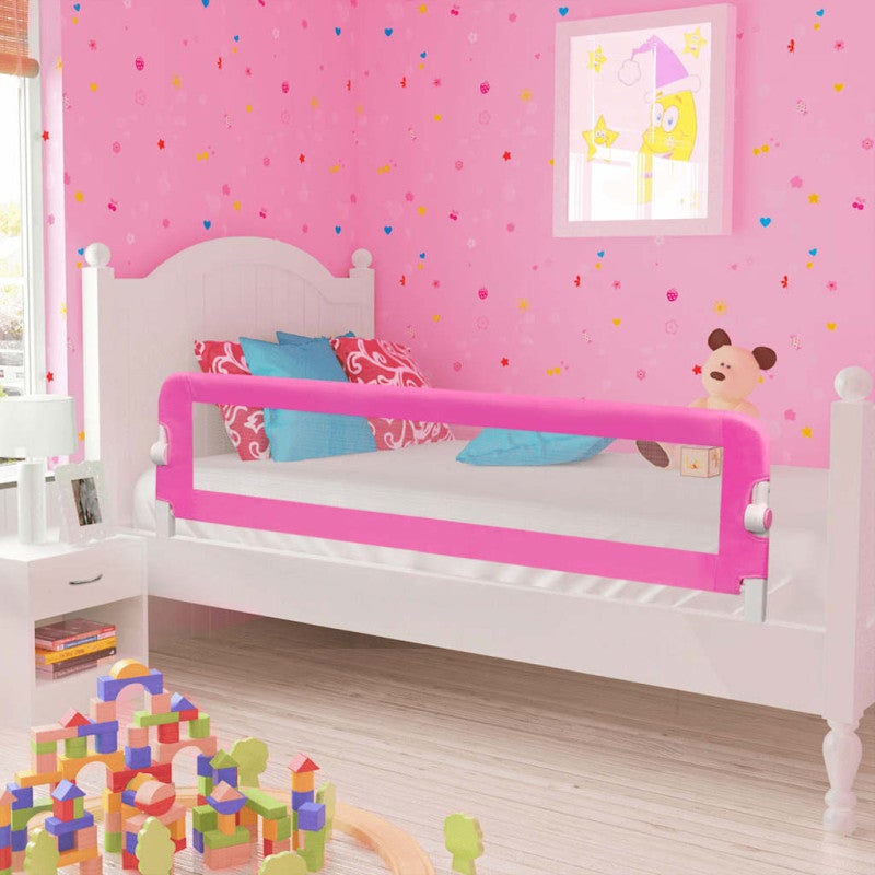 Barandilla de seguridad para cama infantil 2 piezas rosa 150x42cm