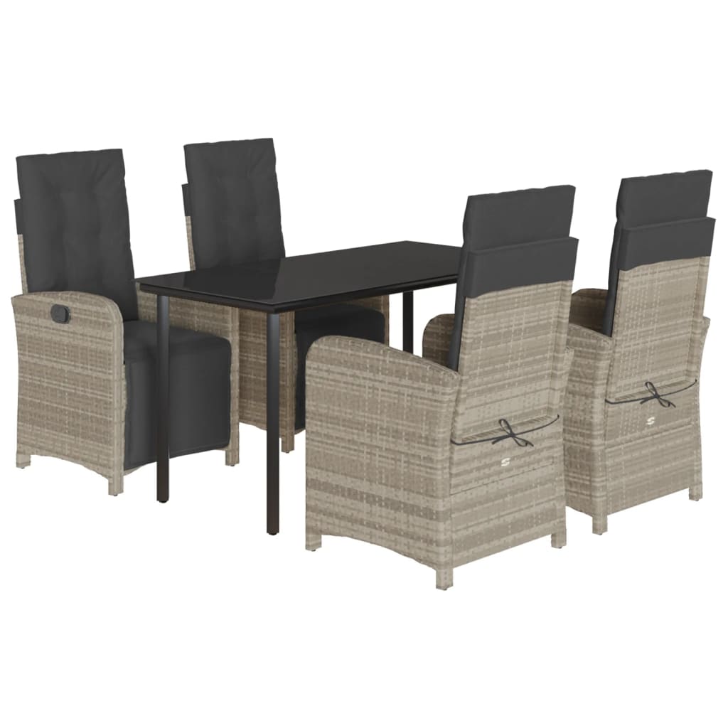 Zestaw Mebli Ogrodowych Szary Polirattan Stół Krzesła z Poduszkami Meble Ogrodowe Na Taras Ogród
