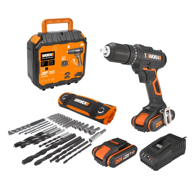 Wiertarka udarowa 20V WORX - WT375 (2 akumulatory 2Ah i akcesoria)