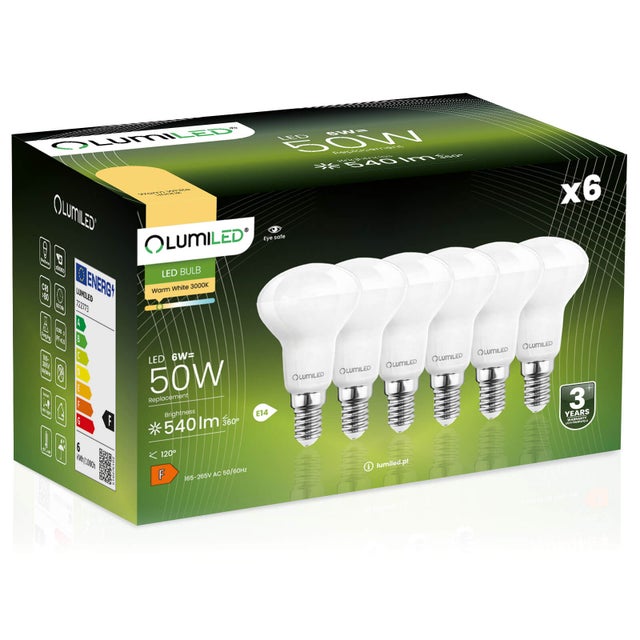 6x Żarówka Lumiled LED E14 Reflektor R50 6W = 50W 540lm 3000K Ciepła 120st