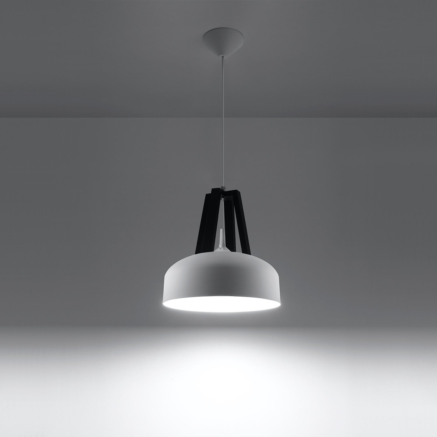 Suspension Acier Blanc/Noir E27 1 Casco - 2