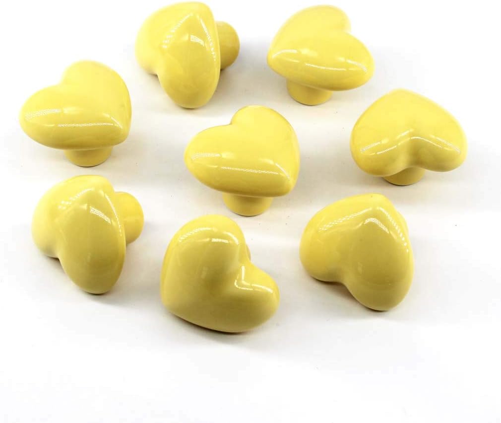 8 uchwytów meblowych (żółte), ceramiczna gałka do drzwi 40 mm ze śrubami, różowa gałka do szuflady, nowoczesne gałki do szafek łazienkowych i kuchenny