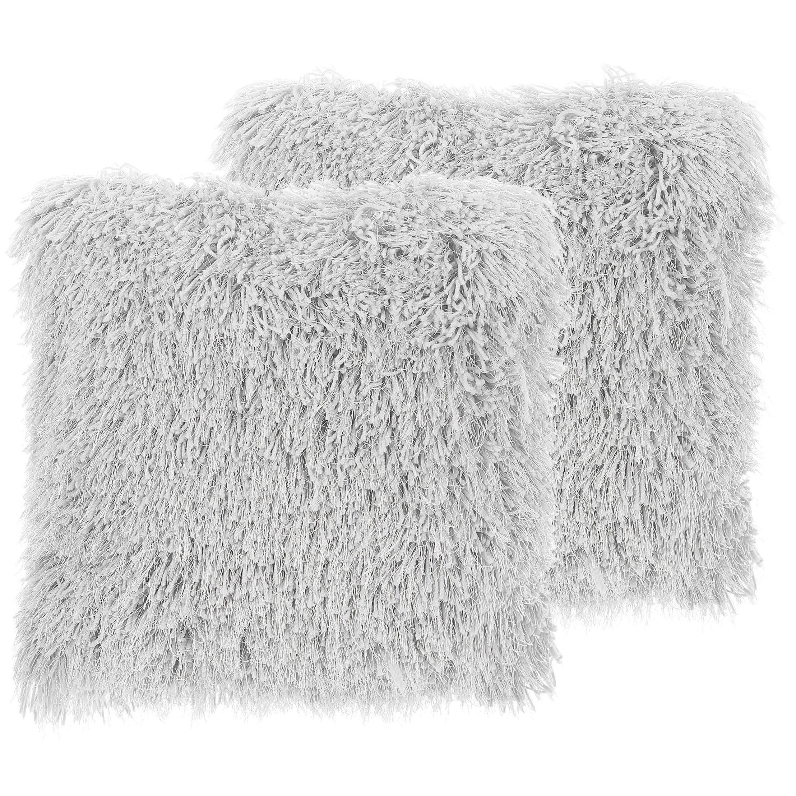 Beliani conjunto de 2 cojines decorativos cide 45 x 45 cm gris claro liso