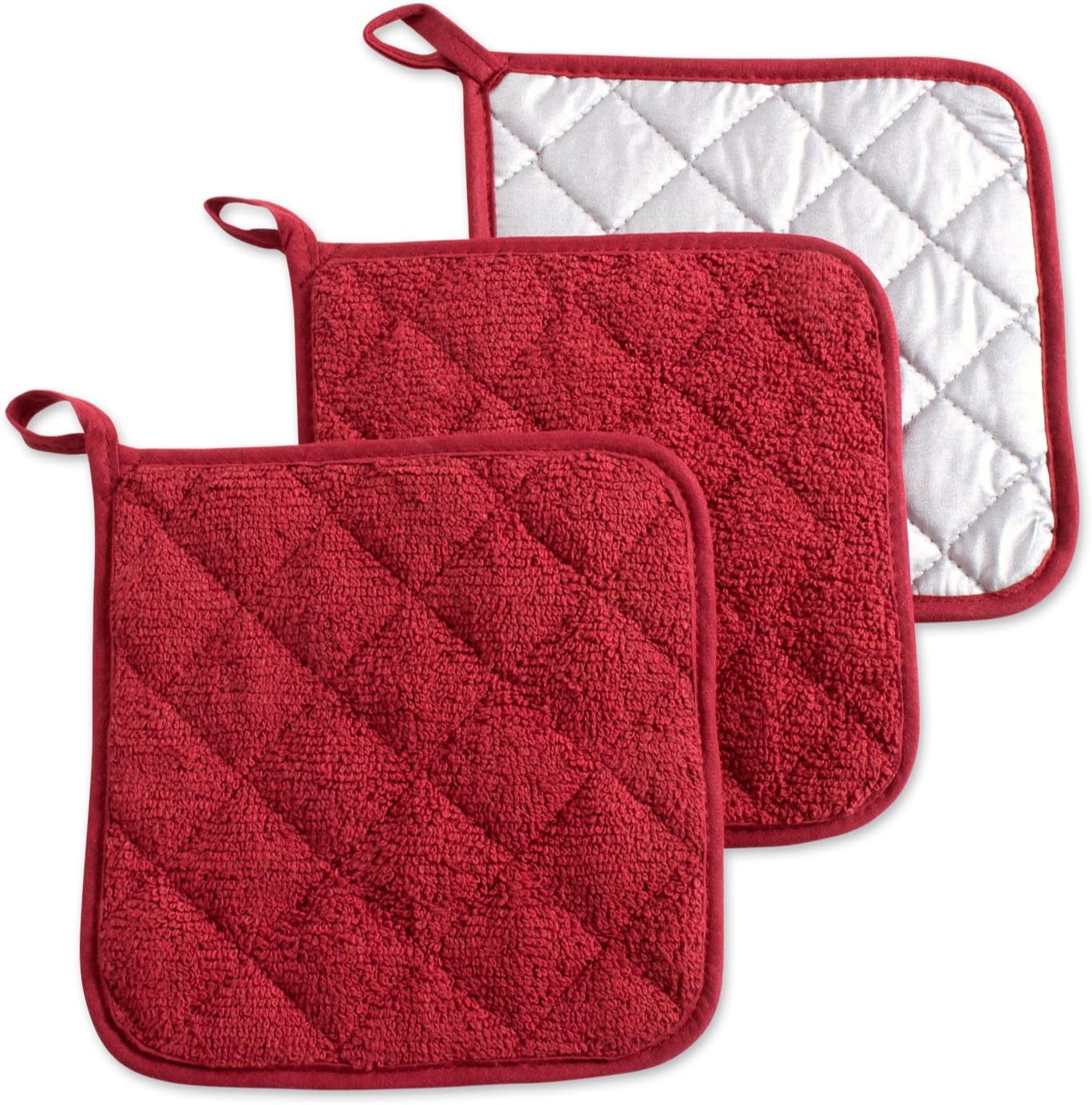 Lot De 2 Maniques De Cuisine Carrées Résistantes à La Chaleur - Avec Et Sans Poche, Taille 20x20cm, Lavage Main