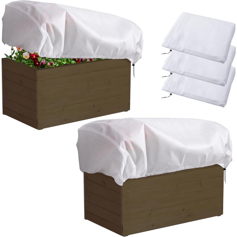 Osłona na rośliny w kształcie kwadratu – idealna do ochrony roślin ogrodowych zimą – ze ściągaczem, zestaw 3 szt., biała, 100 × 40 × 40 cm