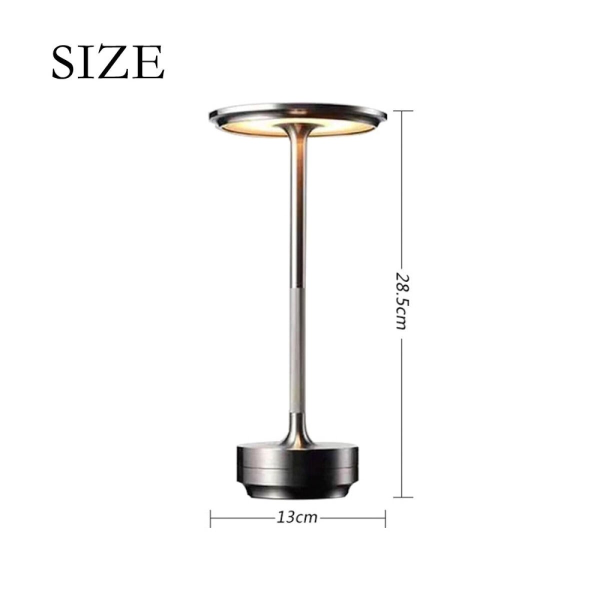 Bezprzewodowa, akumulatorowa metalowa lampa stołowa, srebrna, 5200 mAh, sterowanie dotykowe, dekoracyjne oświetlenie LED do restauracji, baru - 2