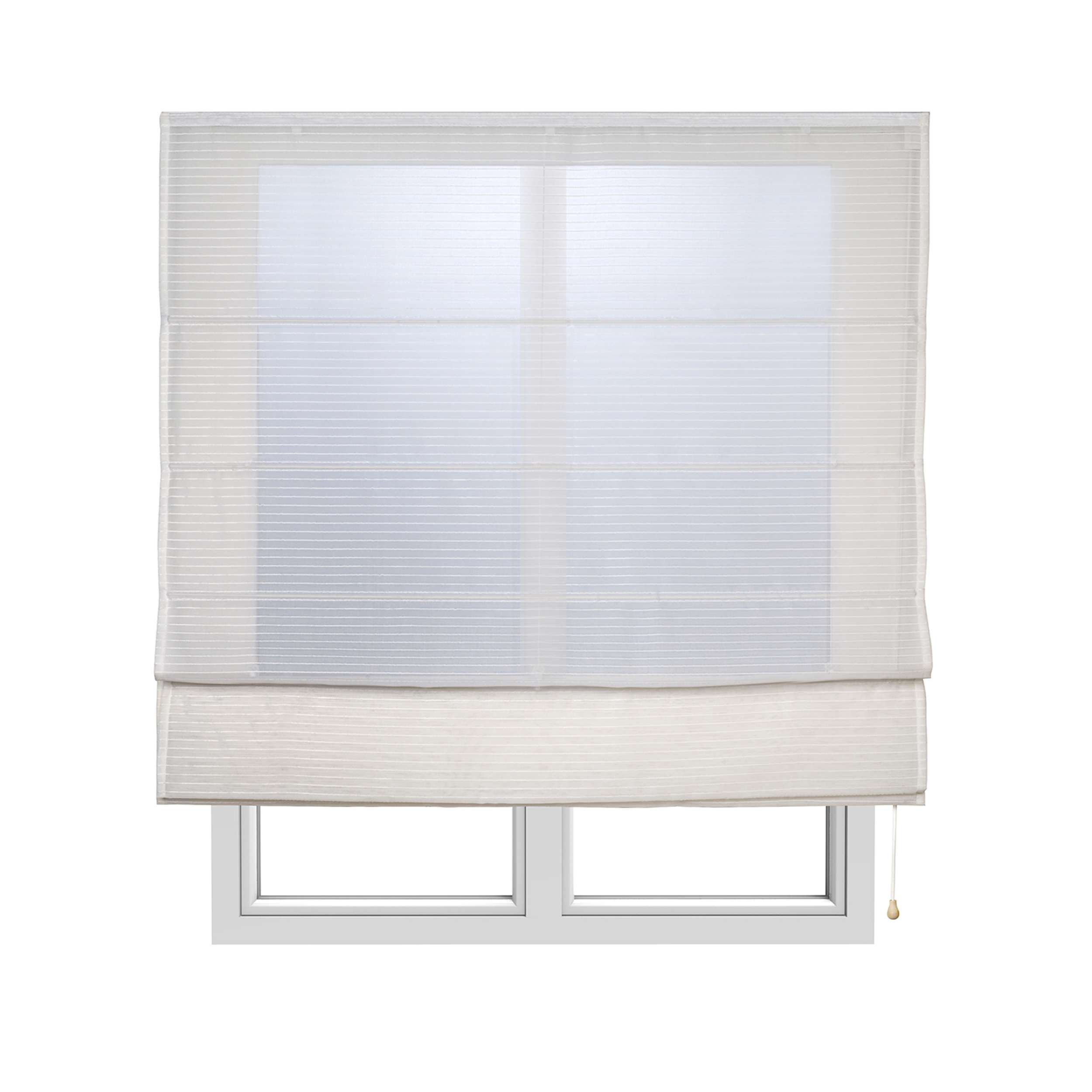 Estor plegable con varillas estor textil traslúcido rayas blanco 90 x 250 cm