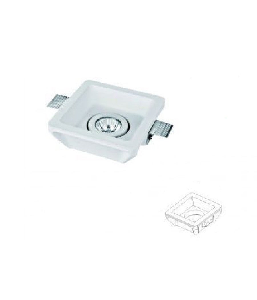 Trade Shop - Porta Faretto In Gesso Orientabile Da Incasso Verniciabile Quadrato Gu10 Gs-20 - - 3