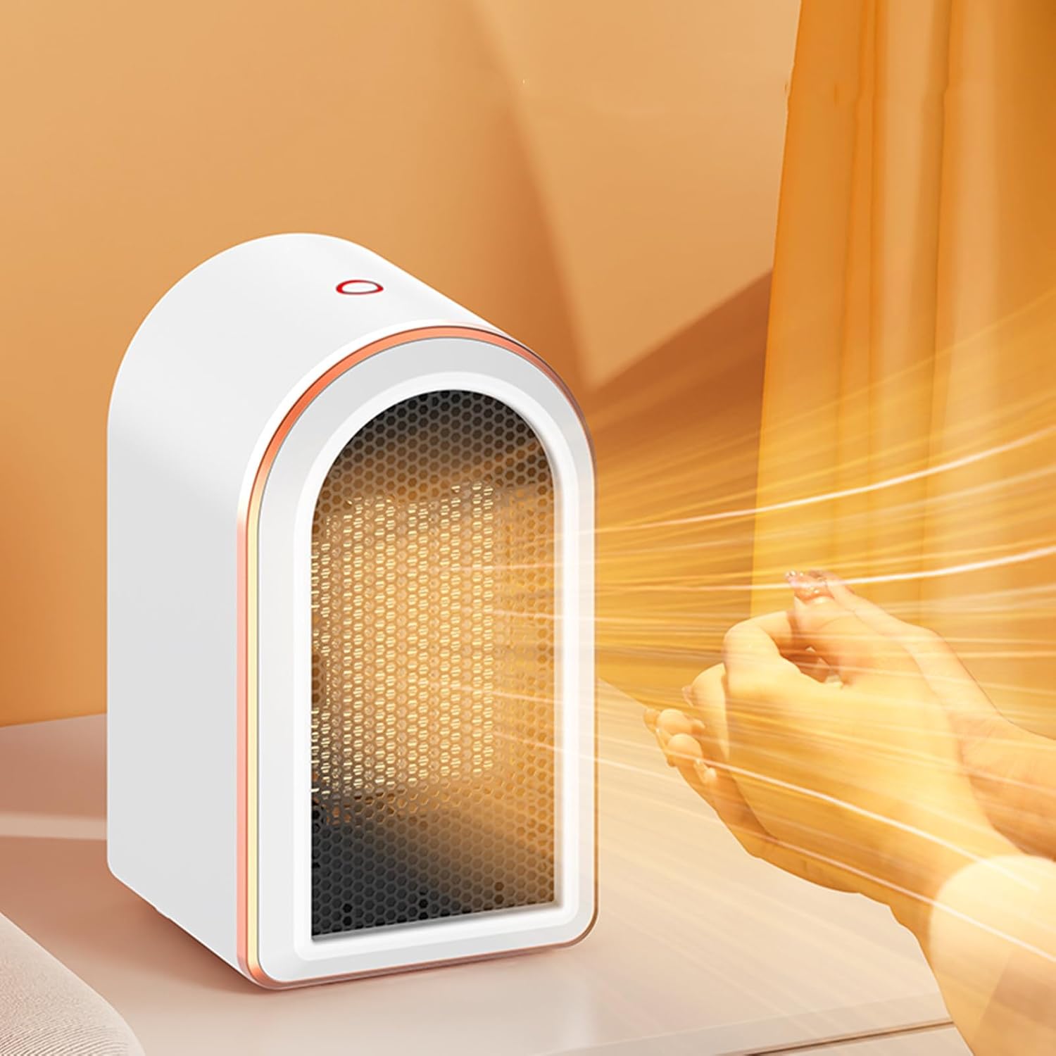 Przenośny grzejnik elektryczny, mały grzejnik, energooszczędna ceramika PTC, ciche ogrzewanie, 1200 W, biały