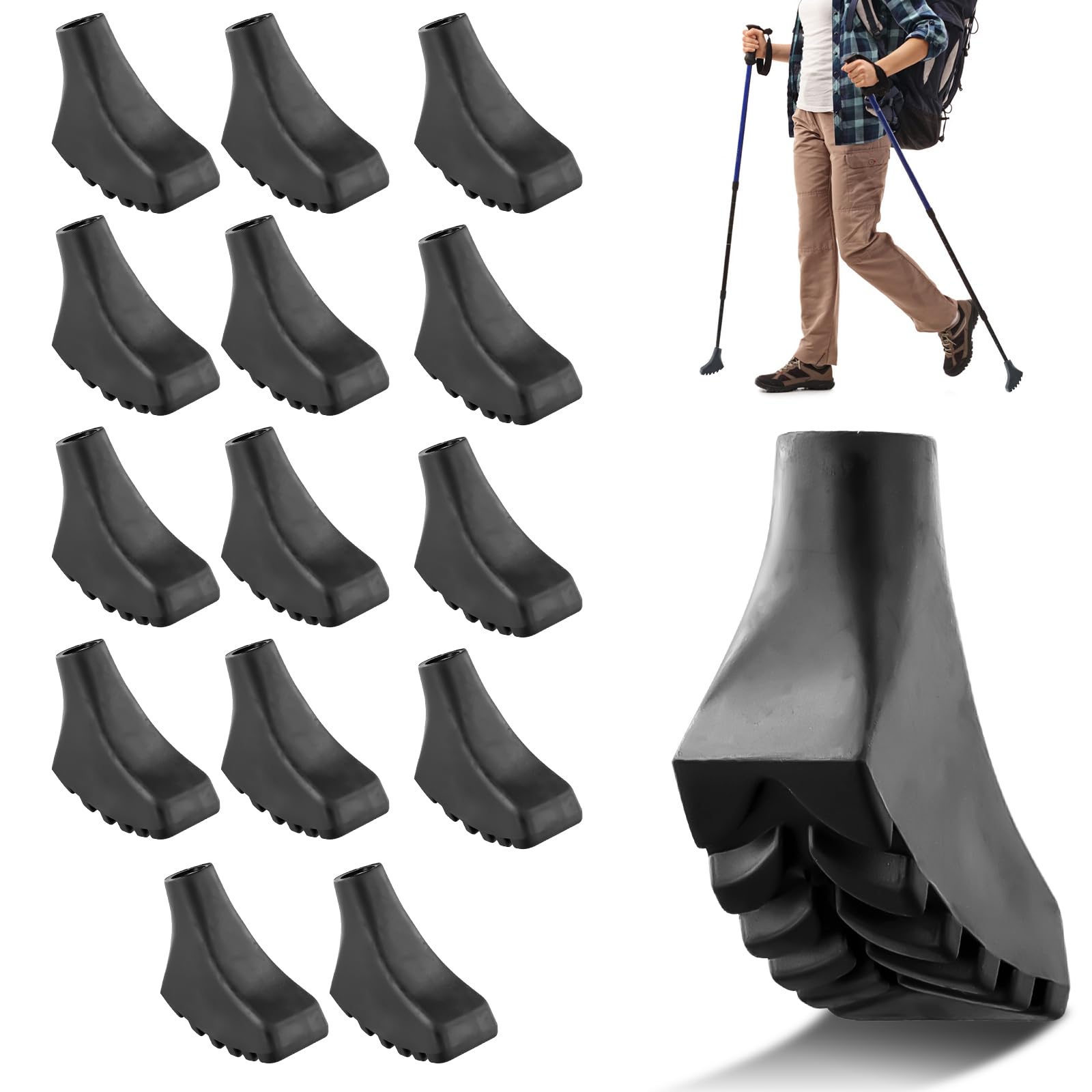 Binnan 6 Paires D'Embouts Caoutchouc Pour Batons De Randonnée Et Trekking - Protège-Pointes Antidérapants Universels, Compatibles Avec La Plupart Des Batons