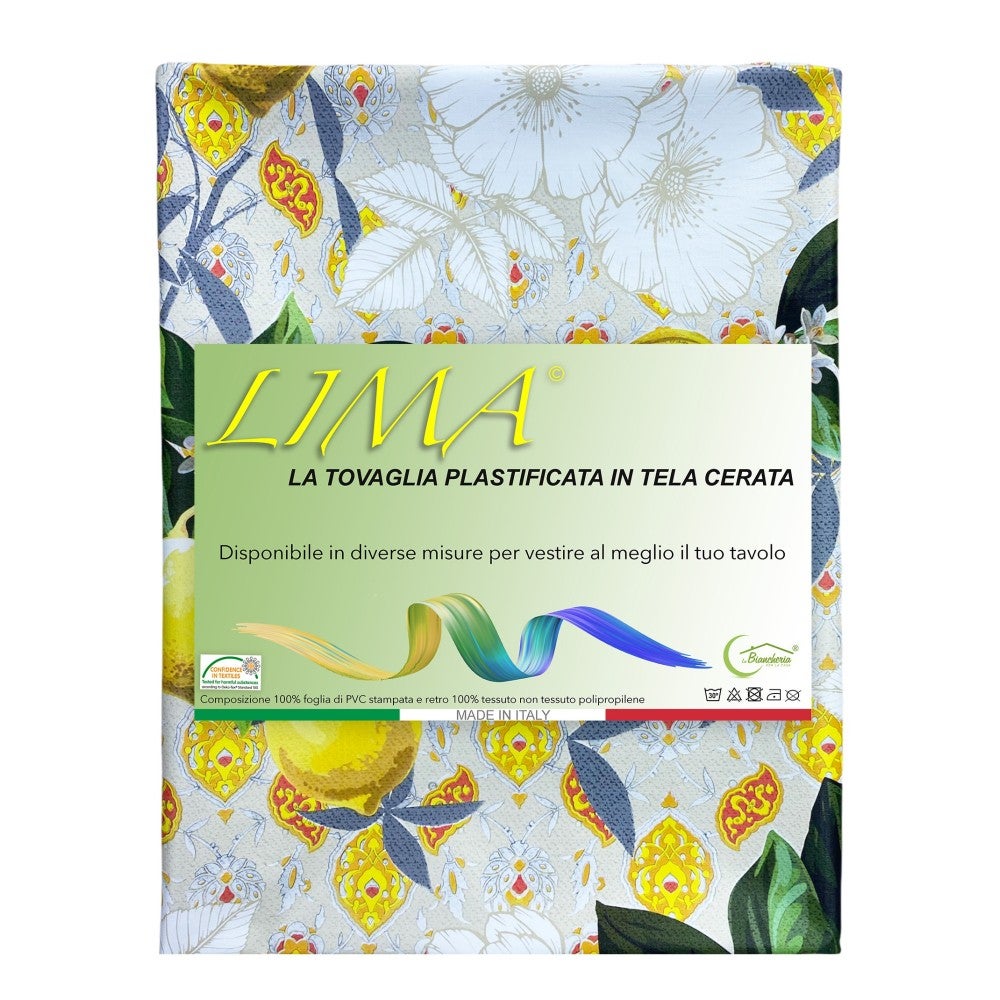 MANTEL LIMA en lona © encerada repelente al agua recubierta de plástico en PVC LEMONS hecho en Italia - 3